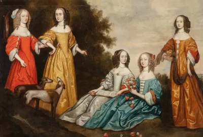 Group Portrait Of Five Women In A Landscape