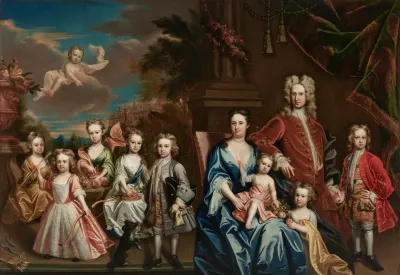 Group Portrait Of James Herbert 1688 1721 And Maria Herbert Nee Hallet D 1729 With Their Children In The Park At Tythrop