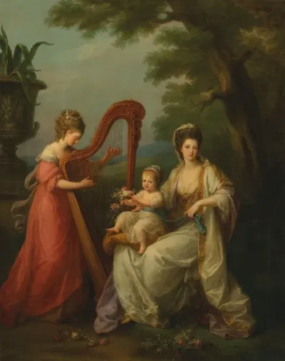 Group Portrait Of Lady Elizabeth Smith Stanley Countess Of Derby With Her Infant Son Edward Later 13th Earl Of Derby And Her Half Sister Lady Augusta Campbell