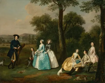 Group Portrait Of Peregrine Bertie 3rd Duke Of Ancaster 1714 1778 With His Brothers And Sisters In A Landscape