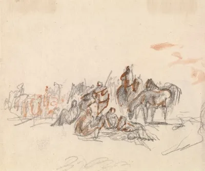 Group With Figures And Horses