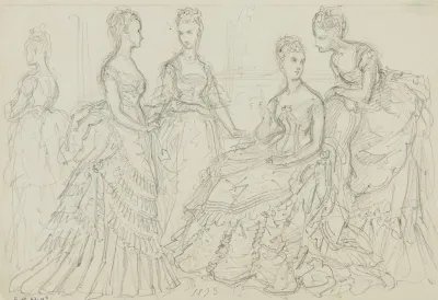 Groupe De Femmes En Robes De Bal A Tournure