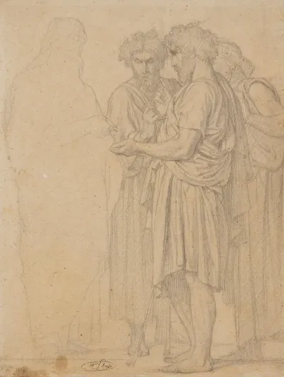Groupe De Trois Hommes Drapes