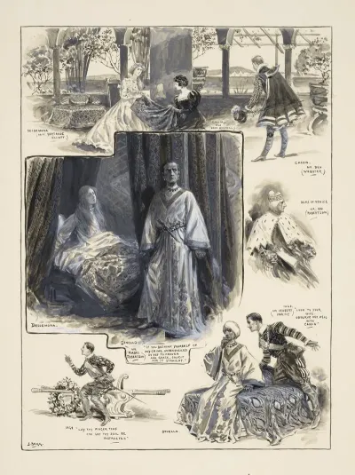 Grouped Vignettes Depicting Characters And Scenes From Othello As Performed At The Lyric In 1902