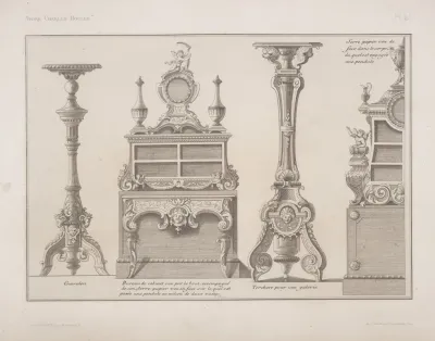 Gueridon Bureau De Cabinet Torchere Pour Une Galerie Serre Papier Veu De Face