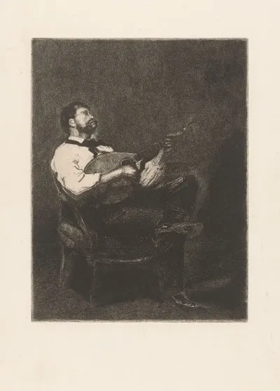 Guitar Player On A Chair
