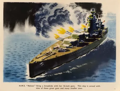 H M S Nelson Firing A Broadside With Her 16 Inch Guns