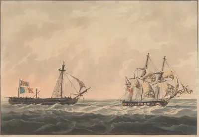 H M S Sloop Bonne Citoyenne Taking The French Frigate