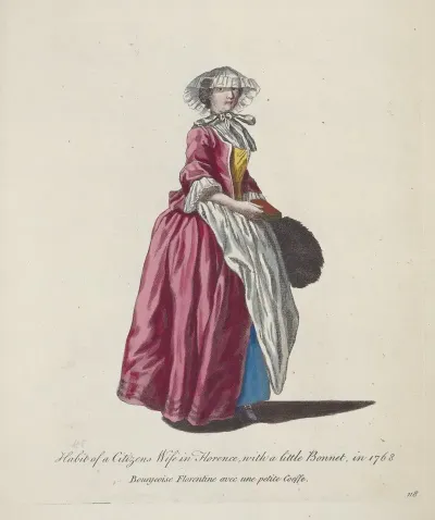 Habit Of A Citizens Wife In Florence With A Little Bonnet In 1768
