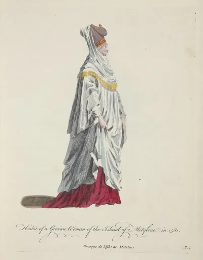 Habit Of A Grecian Woman Of The Island Of Metylene In 1581 Grecque De Lisle De Metelin