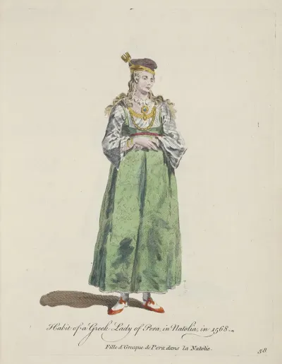 Habit Of A Greek Lady Of Pera In Natolia In 1568 Fille Dgrecque Dans La Natolie