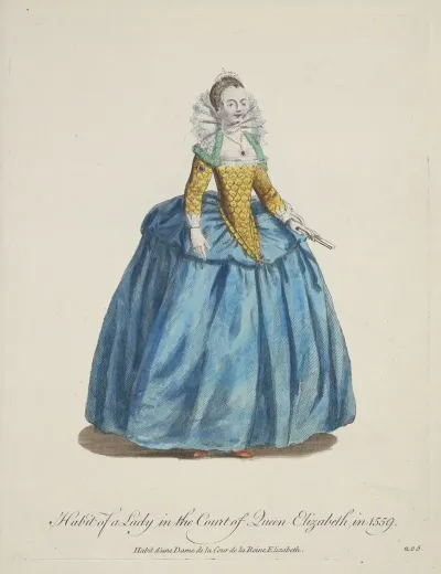 Habit Of A Lady In The Court Of Queen Elizabeth In 1559 Habit Dune Dame De La Cour De La Reine Elizabeth