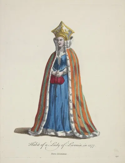 Habit Of A Lady Of Livonia In 1577 Dame Livonienne