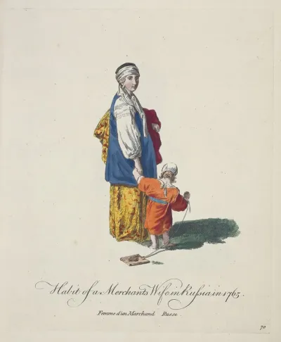 Habit Of A Merchants Wife In Russia In 1765 Femme Dun Marchand Russe