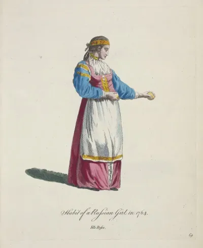Habit Of A Russian Girl In 1764 Fille Russe