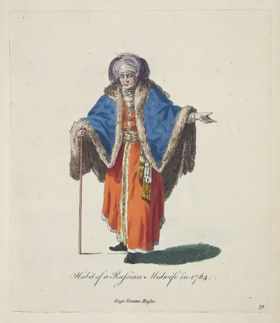 Habit Of A Russian Midwife In 1764 Sage Femme Russe