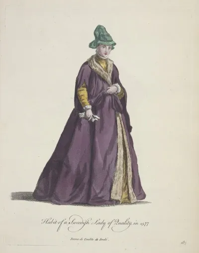 Habit Of A Swedish Lady Of Quality In 1577 Dame De Qualite De Suede