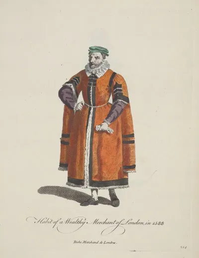 Habit Of A Wealthy Merchant Of London In 1588 Riche Marchand De Londres