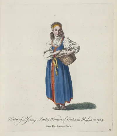 Habit Of A Young Market Woman Of Octha In Russia In 1765 Jeune Marchande Doctha