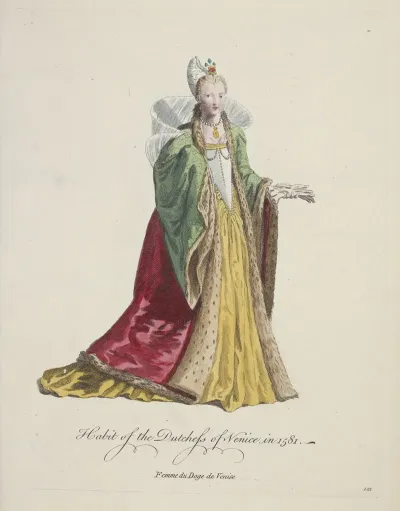 Habit Of The Dutchess Of Venice In 1581 Femme Du Doge De Venise