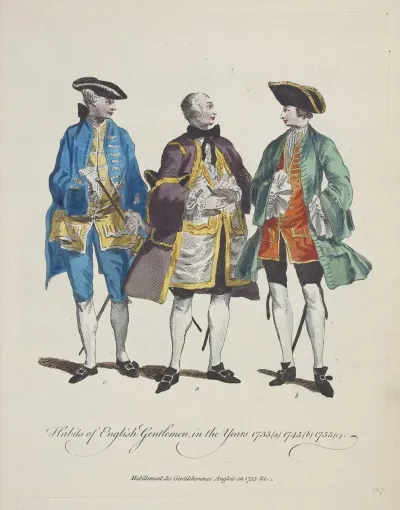 Habits Of English Gentlemen In The Years 1735 A 1745 B 1755 C