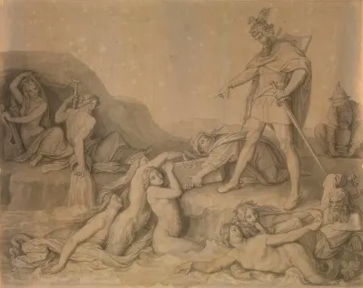 Hagen Entrusts His Treasures To The Rhine Daughters