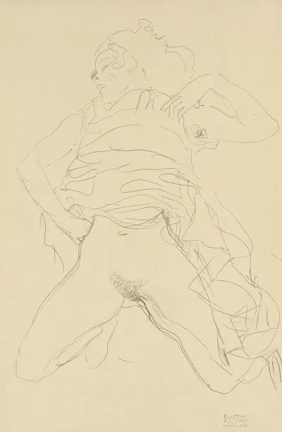 Halbakt Mit Eingebeugten Knien Semi Nude Woman With Bent Knees