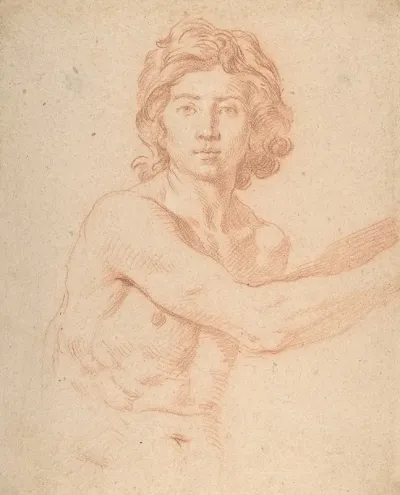 Half Figure Of A Youth With His Right Arm Raised