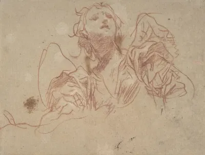 Half Figure Of An Angel Looking Upward