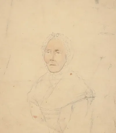 Half Length Portrait Of Elderly Woman Wearing Tigh Fitting Bonnett