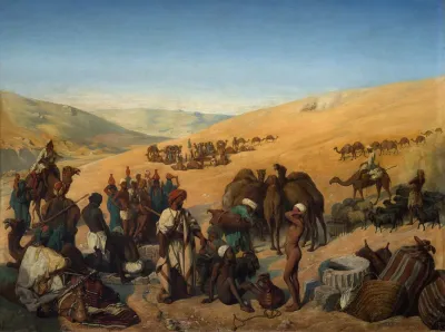 Halt Of Caravans At The Wells Of Saba Beersheba In The Desert South Of Hebron