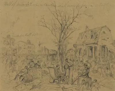 Halt Of Wilcoxs Troops In Caroline Street Prevoussic To Going In To Battle