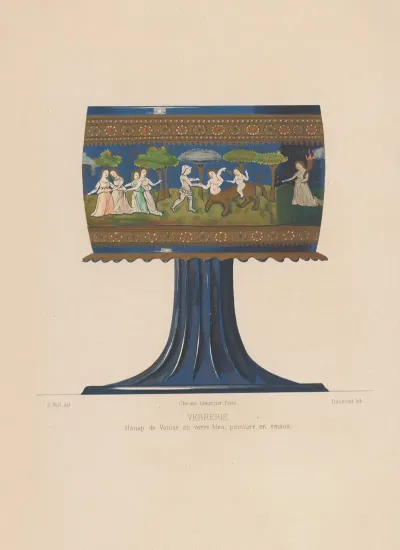 Hamap De Venise En Verre Bleu Peinture En Emaux
