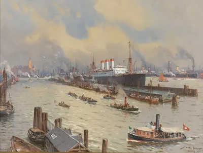 Hamburger Hafen Mit Der Cap Polonio Und Der Kehrwiederspitze