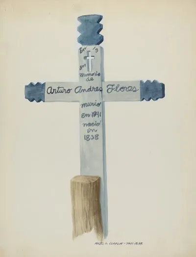 Hand Made Painted Wooden Cross Headstone