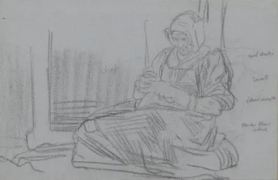 Handwerkende Vrouw Bij Een Raam