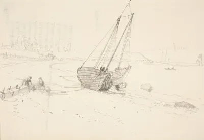 Harbor Scene Beached Boat