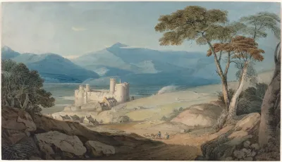 Harlech Castle And Snowdon