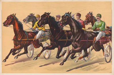 Harness Race Depicting Five Horses
