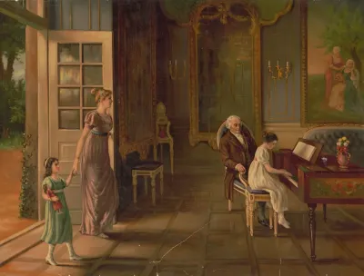 Harpsichord Lesson For Young Girl