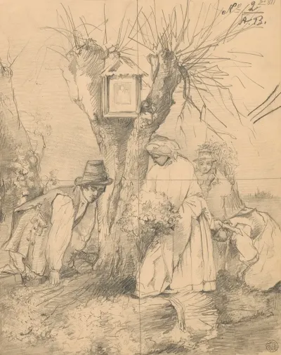 Harvest In Krakow Region Tying Sheaves