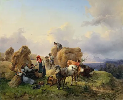 Harvesting In The Foothills Of The Alps