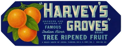 Harveys Groves Brand Citrus Label
