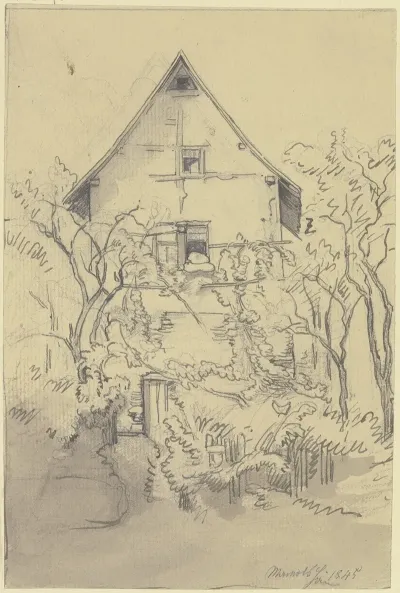 Haus Zwischen Baumen Im Fenster Liegt Bettzeug