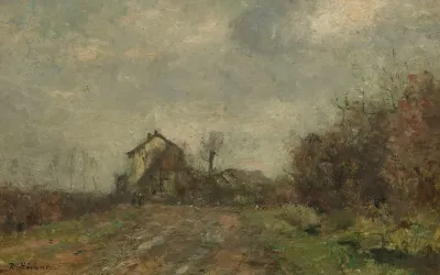 Hausergruppe In Landschaft