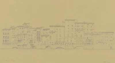 Hauserzeile Am Ufer Des Arno In Florenz