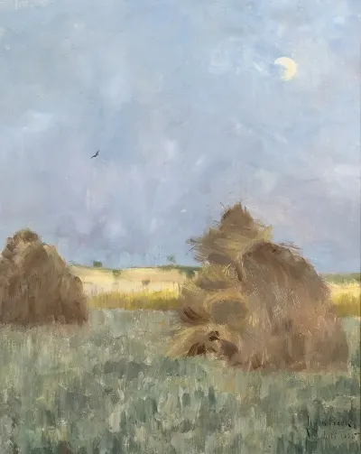 Hay Cocks By Moonlight