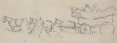 Hay Wagon And Horses