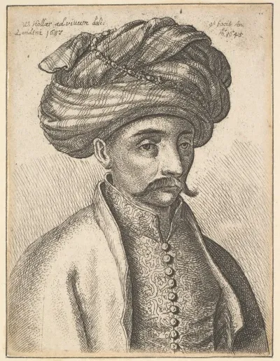 Head And Shoulders Of A Turkish Man With A Moustache And A Large Turban