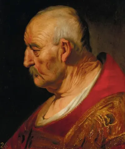 Head And Shoulders Of An Old Man Seen In Profile